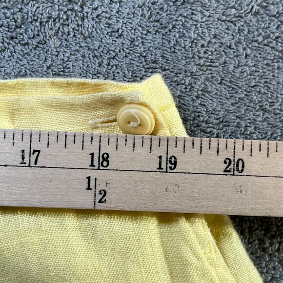 Flax Pants Womens Large Yellow Linen Wide Leg High Rise‎ Lightweight Casual Boho - Picture 12 of 13